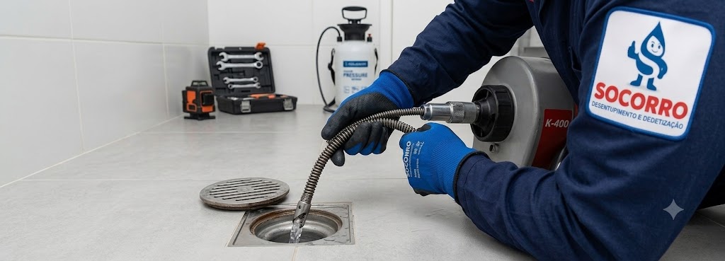 Profissional realizando Desentupimento de Ralos em São José