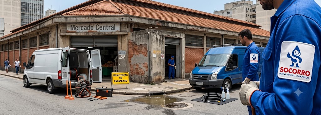 Profissional realizando Desentupimento e Manutenção Preventiva para Comércios e Empresas em São José